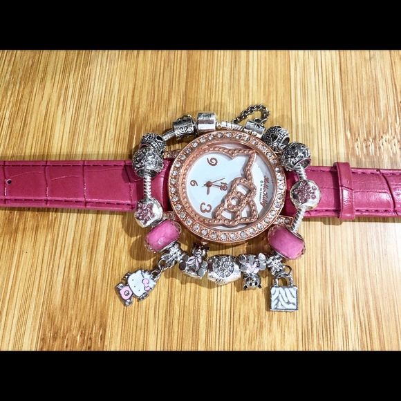 Rose Gold Pink Hello Kitty Watch & Charm Bracelet - Picture 2 of 7
